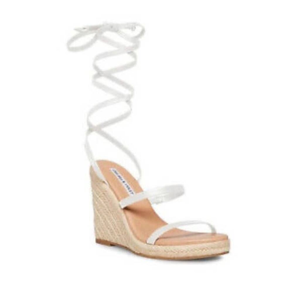 NWOT/BOX Chelsea & Violet Mariah Ankle Wrap Espadrille Wedge Sandals White 10us